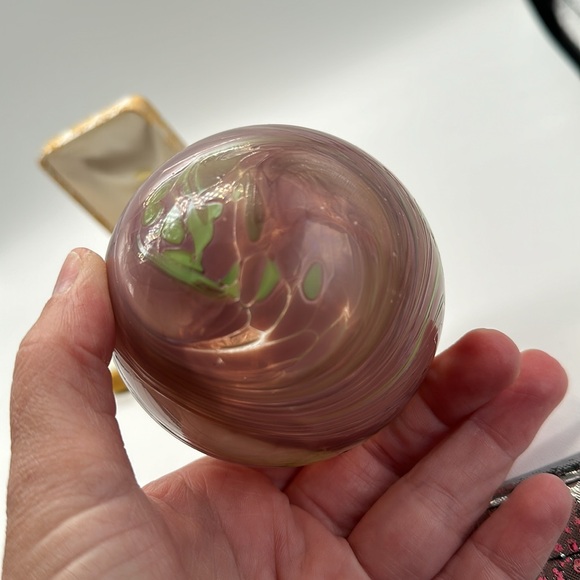 Hand Blown Glass Ball Purple Pink Green Orb Suncatcher Ornament - Picture 8 of 8